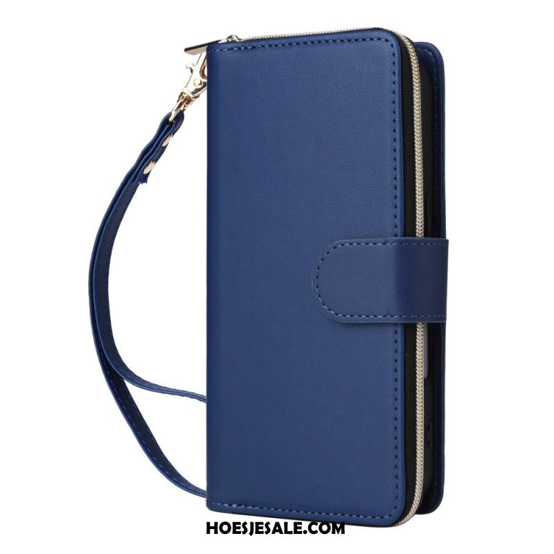 Leren Hoesje iPhone 17 Portemonnee Met 9 Kaartsleuven En Koord Bescherming Hoesje