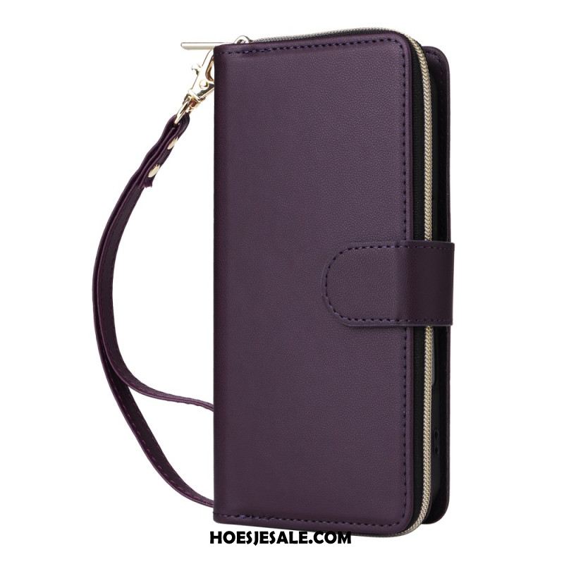 Leren Hoesje iPhone 17 Portemonnee Met 9 Kaartsleuven En Koord Bescherming Hoesje