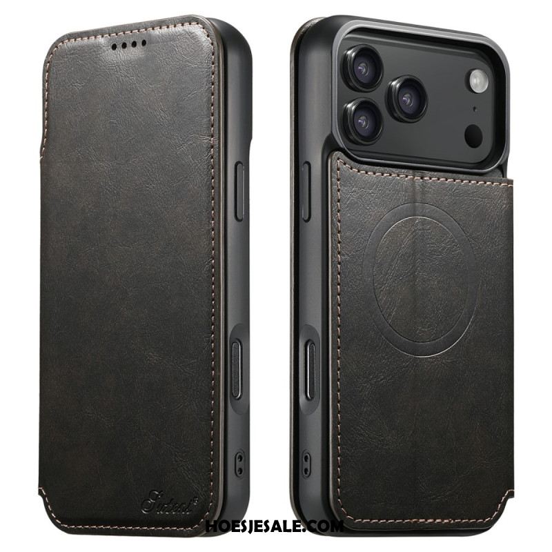 Leren Hoesje iPhone 17 Pro Magsafe-compatibel Leer Effect Bescherming Hoesje