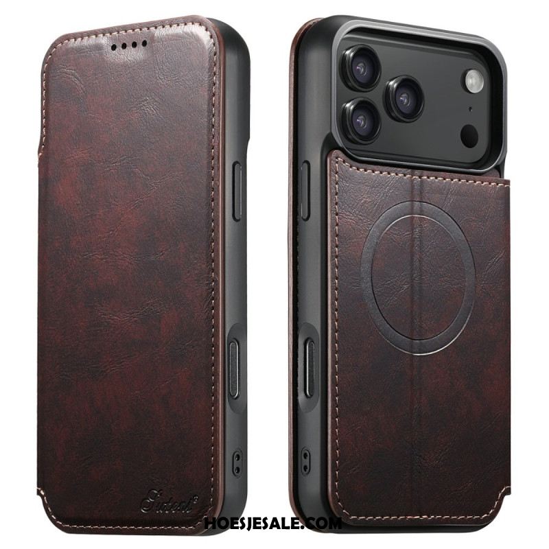Leren Hoesje iPhone 17 Pro Magsafe-compatibel Leer Effect Bescherming Hoesje