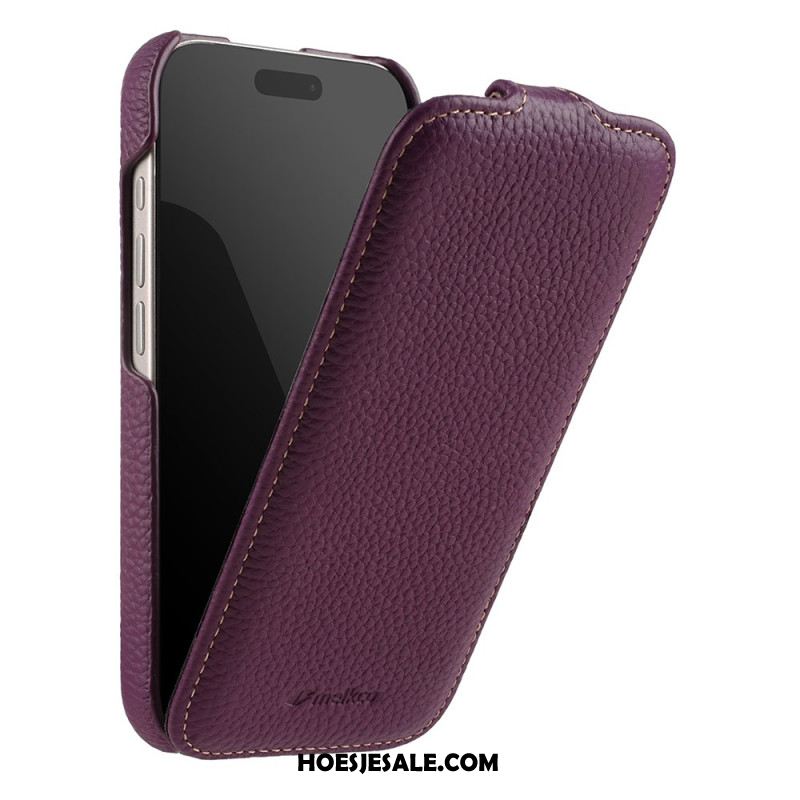 Leren Hoesje iPhone 17 Pro Magsafe-compatibel Met Premium Verticale Flipcover