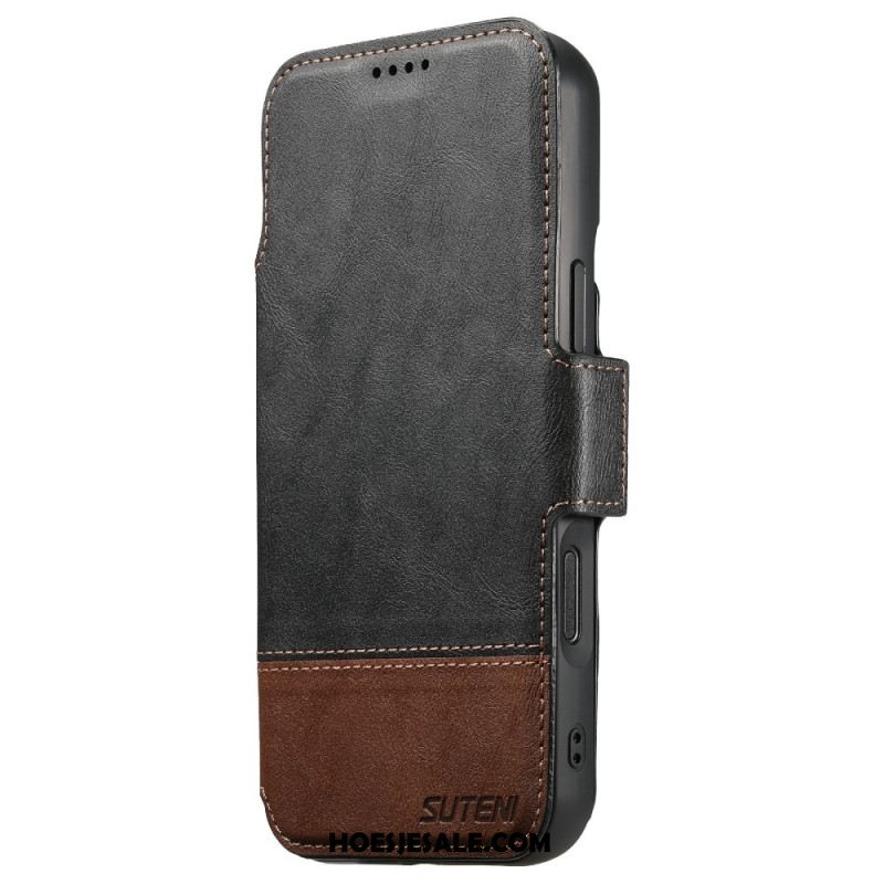 Leren Hoesje iPhone Air Magsafe Tweekleurige Afneembare Hoes Suteni Bescherming Hoesje