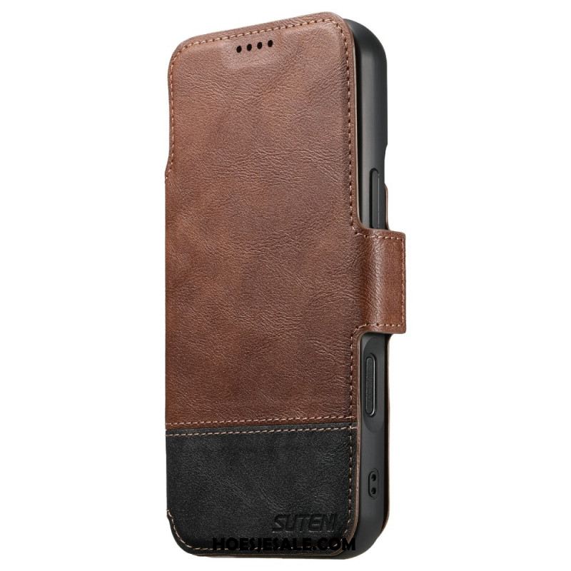 Leren Hoesje iPhone Air Magsafe Tweekleurige Afneembare Hoes Suteni Bescherming Hoesje