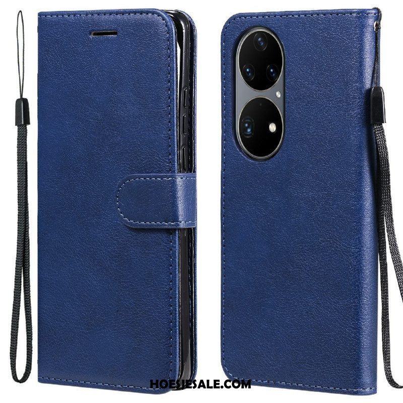 Leren Hoesje voor Huawei P50 Pro Met Ketting Strappy Leereffect