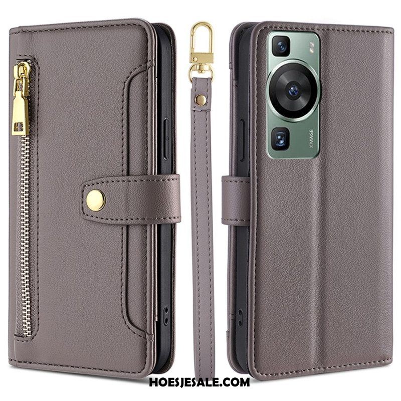 Leren Hoesje voor Huawei P60 Pro Lanyard En Schouderband