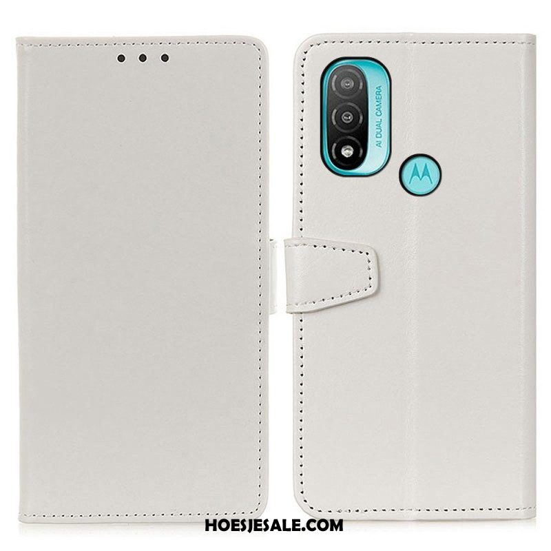 Leren Hoesje voor Moto E40 / E30 / E20 Eenvoudig Glanzend Leereffect