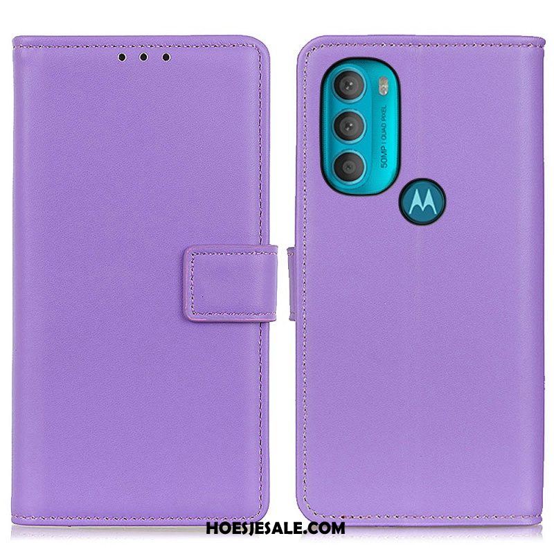 Leren Hoesje voor Moto G71 5G Effen Kunstleer