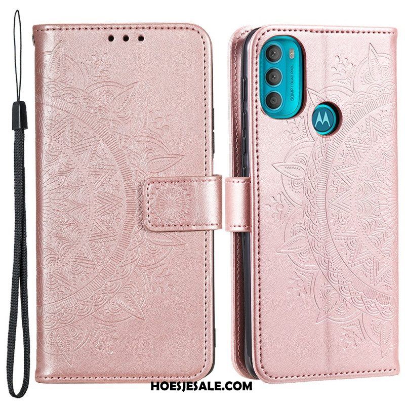 Leren Hoesje voor Moto G71 5G Zon Mandala