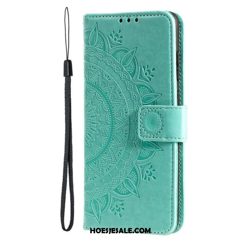 Leren Hoesje voor Moto G71 5G Zon Mandala