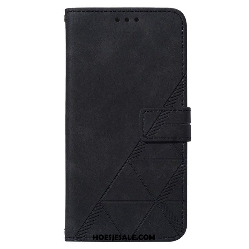 Leren Hoesje voor OnePlus Nord 2T 5G Driehoeken Met Lanyard