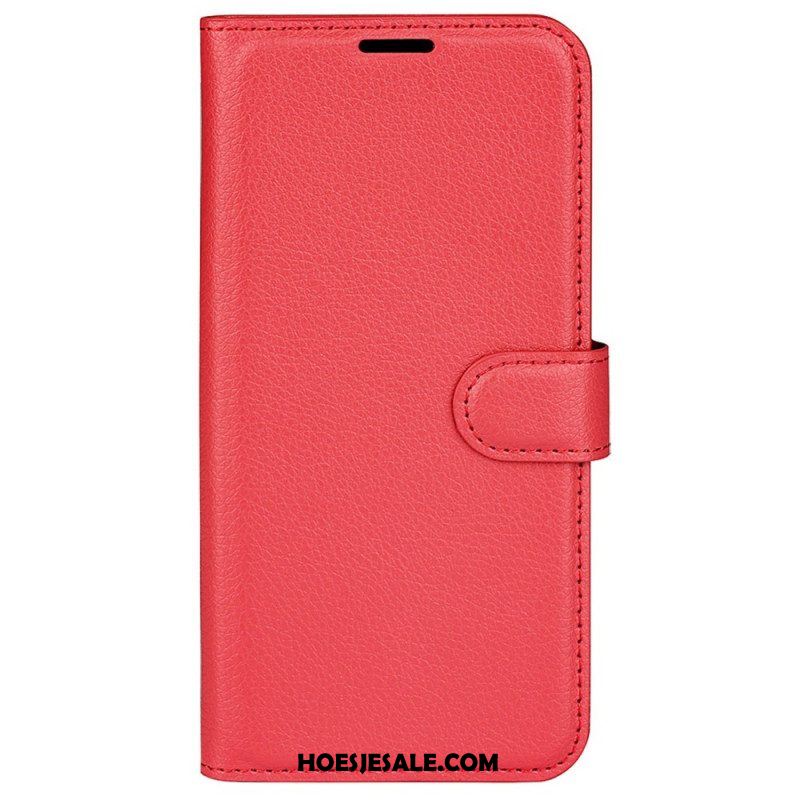 Leren Hoesje voor OnePlus Nord 2T 5G Klassiek Lychee Kunstleer