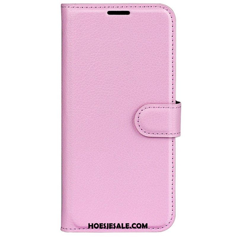 Leren Hoesje voor OnePlus Nord 2T 5G Klassiek Lychee Kunstleer