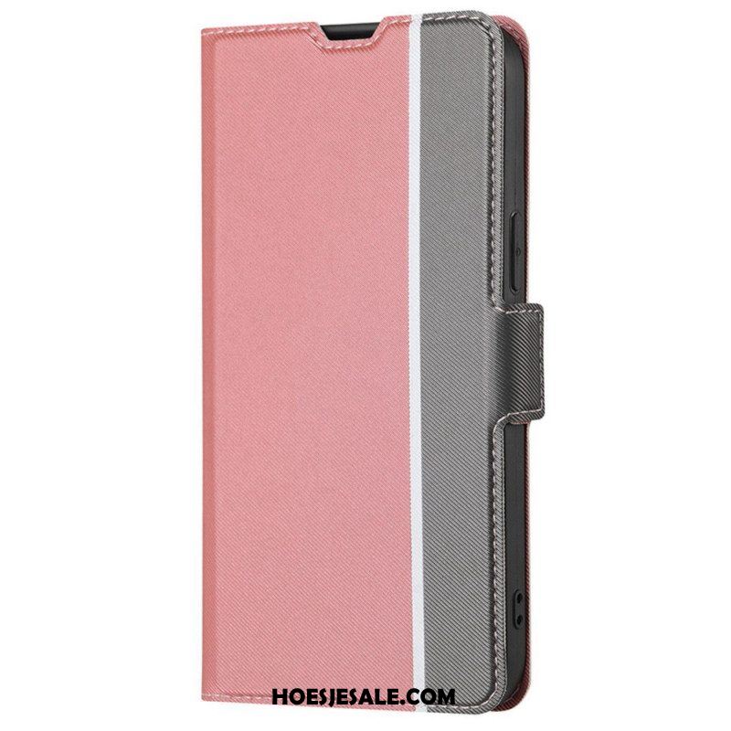 Leren Hoesje voor OnePlus Nord CE 2 Lite 5G Tweekleurige Lederen Stijl