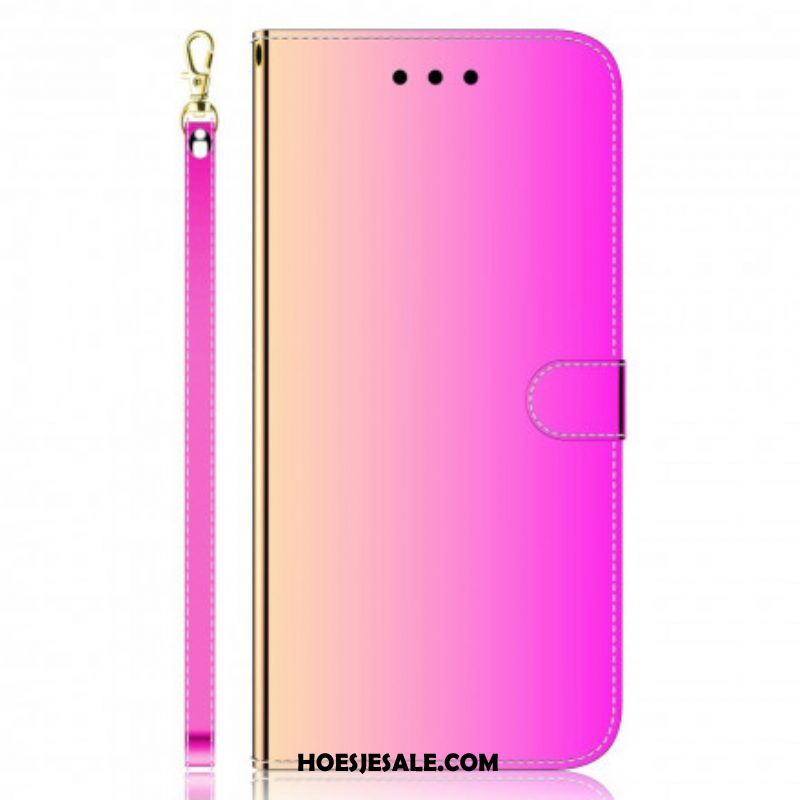 Leren Hoesje voor Oppo A54 5G / A74 5G Spiegelhoes Van Imitatieleer