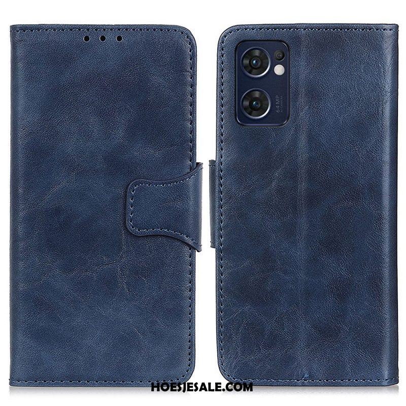 Leren Hoesje voor Oppo Find X5 Lite Folio-hoesje Getextureerde Magnetische Flap