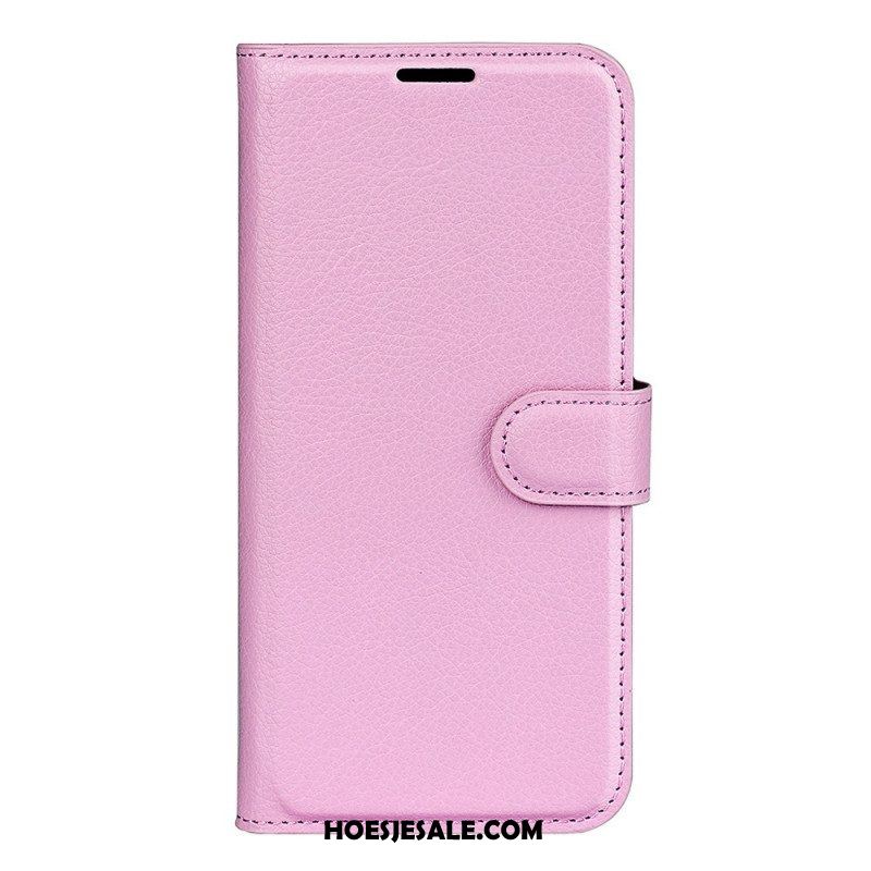 Leren Hoesje voor Oppo Find X5 Lite Klassiek Lychee Kunstleer