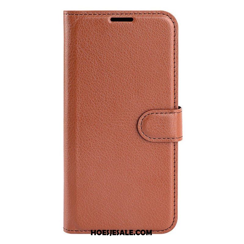 Leren Hoesje voor Oppo Find X5 Lite Klassiek Lychee Kunstleer