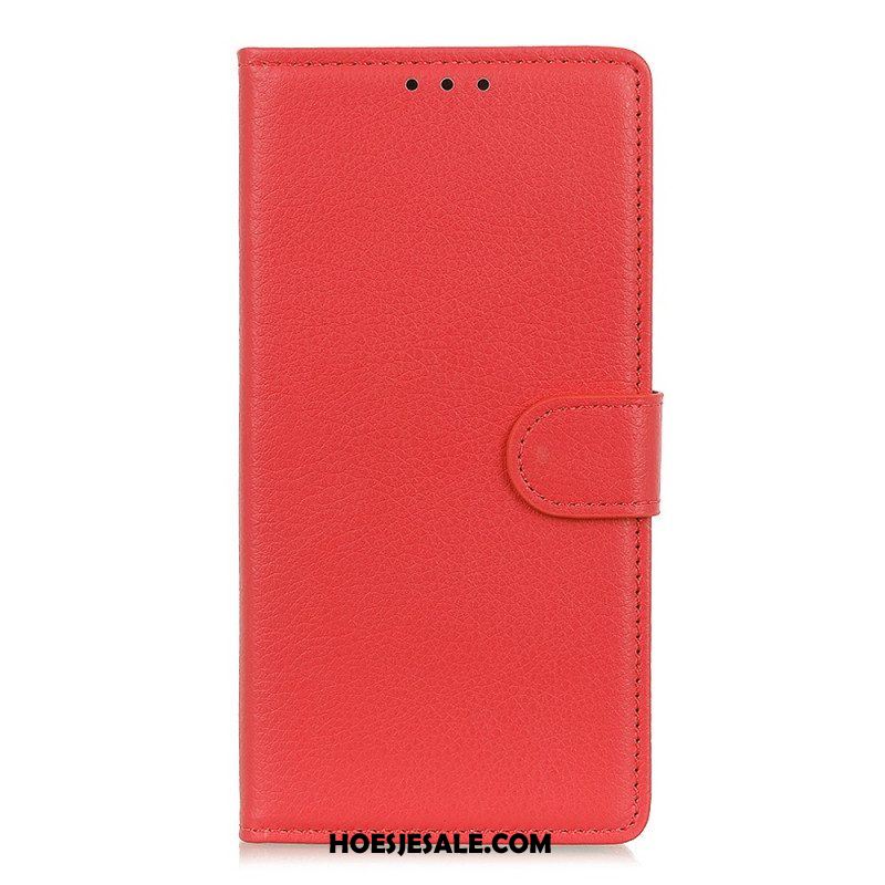 Leren Hoesje voor Oppo Reno 8 Lite Traditionele Litchi-leerstijl