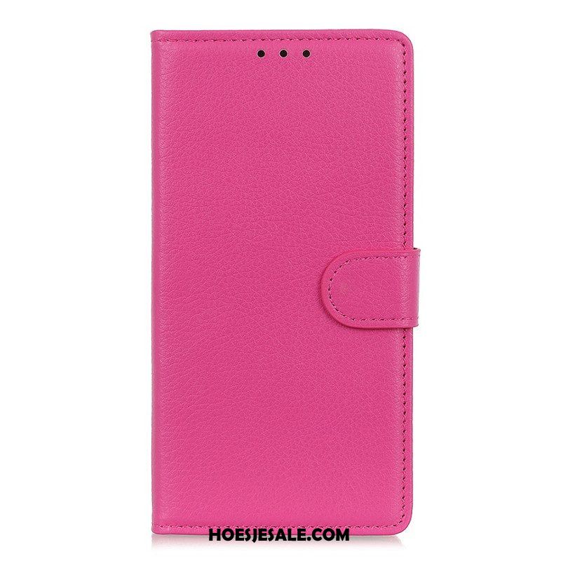 Leren Hoesje voor Oppo Reno 8 Lite Traditionele Litchi-leerstijl