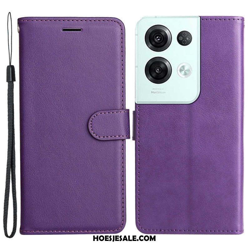 Leren Hoesje voor Oppo Reno 8 Pro Met Ketting Effen Met Bandje