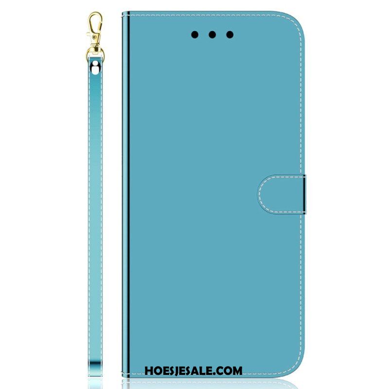 Leren Hoesje voor Oppo Reno 8 Spiegel En Lanyard