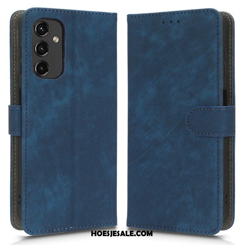 Leren Hoesje voor Samsung Galaxy A14 / A14 5G Geborstelde Koolstofvezel