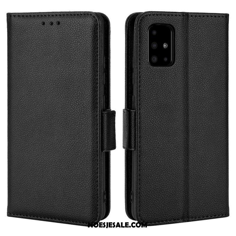 Leren Hoesje voor Samsung Galaxy A51 5G Folio-hoesje Flap Dubbele Nieuwe Kleuren