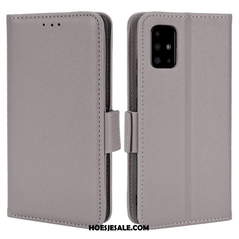 Leren Hoesje voor Samsung Galaxy A51 5G Folio-hoesje Flap Dubbele Nieuwe Kleuren