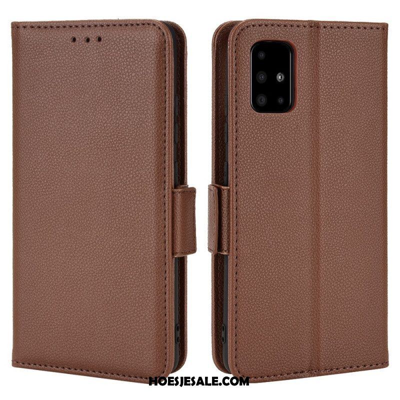 Leren Hoesje voor Samsung Galaxy A51 5G Folio-hoesje Flap Dubbele Nieuwe Kleuren