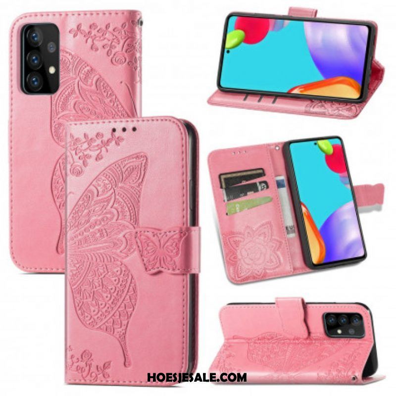 Leren Hoesje voor Samsung Galaxy A52 4G / A52 5G / A52s 5G Halve Vlinders