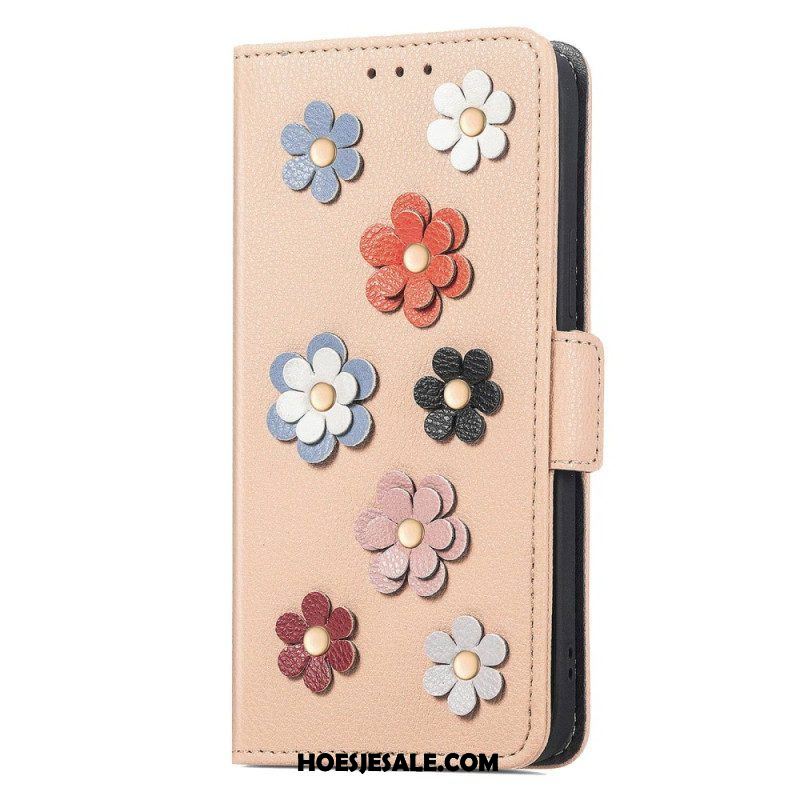 Leren Hoesje voor Samsung Galaxy A53 5G 3d Bloemen