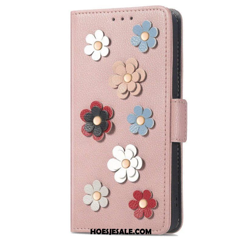 Leren Hoesje voor Samsung Galaxy A53 5G 3d Bloemen