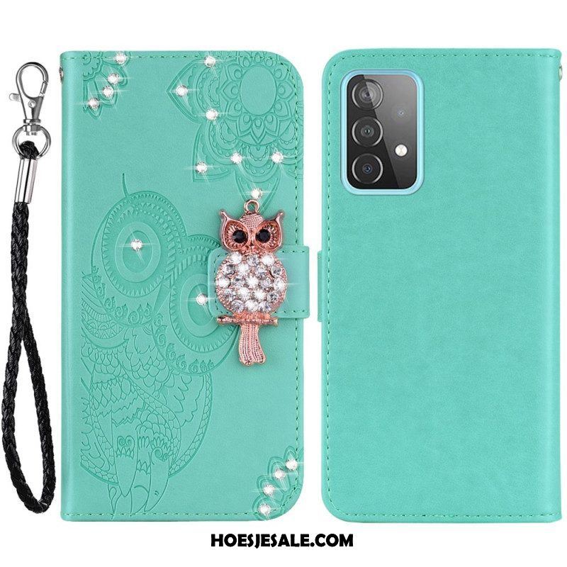 Leren Hoesje voor Samsung Galaxy A53 5G Uil Mandala En Charme