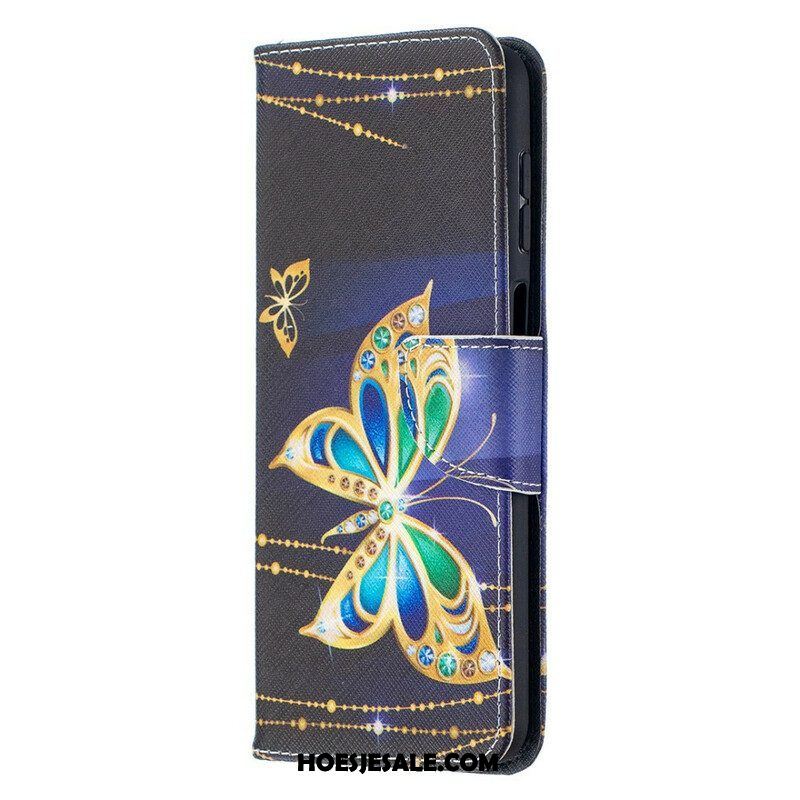 Leren Hoesje voor Samsung Galaxy M12 / A12 Gouden Vlinders