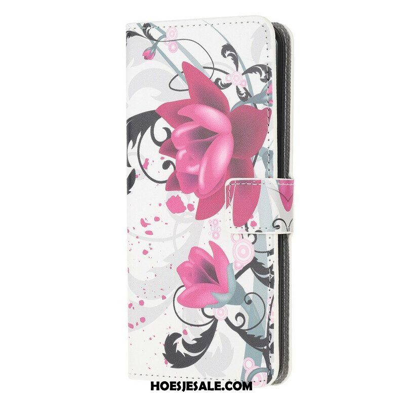 Leren Hoesje voor Samsung Galaxy M12 / A12 Tropische Bloemen