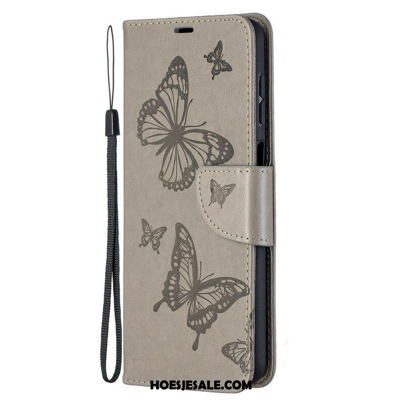 Leren Hoesje voor Samsung Galaxy M12 / A12 Vlinders Tijdens De Vlucht Met Lanyard