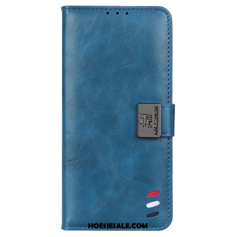 Leren Hoesje voor Samsung Galaxy M13 Driekleurige Zilveren Sluiting