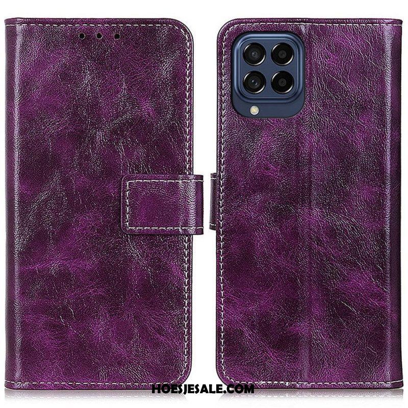 Leren Hoesje voor Samsung Galaxy M53 5G Glanzend Kunstleer En Stiksels