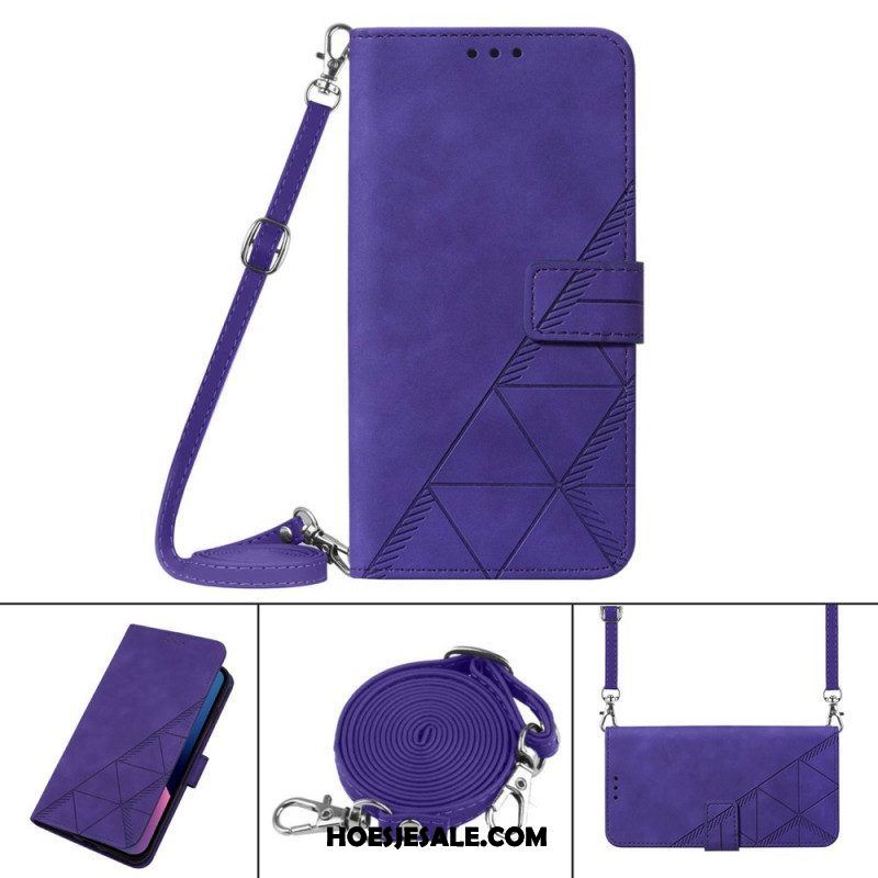 Leren Hoesje voor Samsung Galaxy M53 5G Schouder Driehoeken
