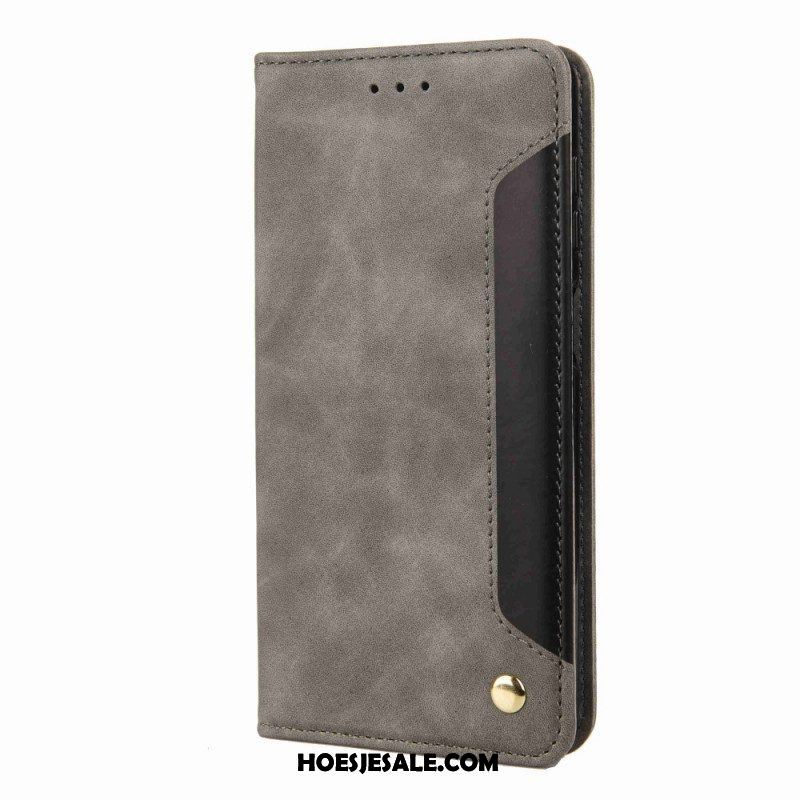 Leren Hoesje voor Samsung Galaxy M53 5G Tweekleurige Elegantie