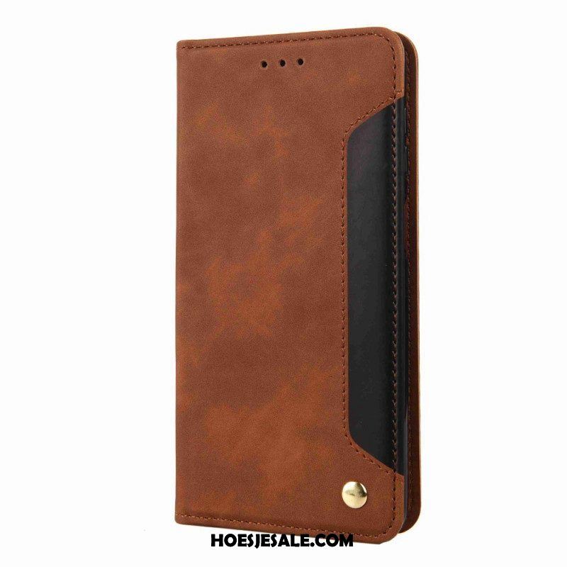 Leren Hoesje voor Samsung Galaxy M53 5G Tweekleurige Elegantie