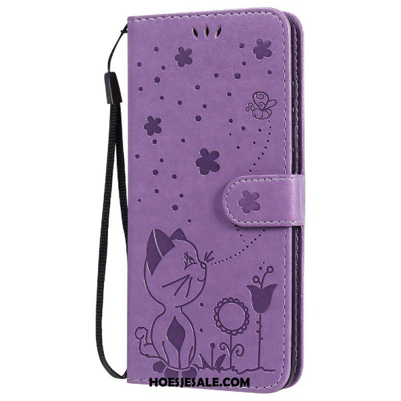 Leren Hoesje voor Samsung Galaxy S20 Plus / S20 Plus 5G Met Ketting Kat En Bij Met Lanyard