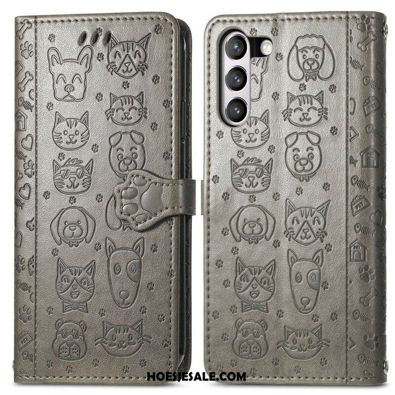 Leren Hoesje voor Samsung Galaxy S21 FE Geanimeerde Dieren