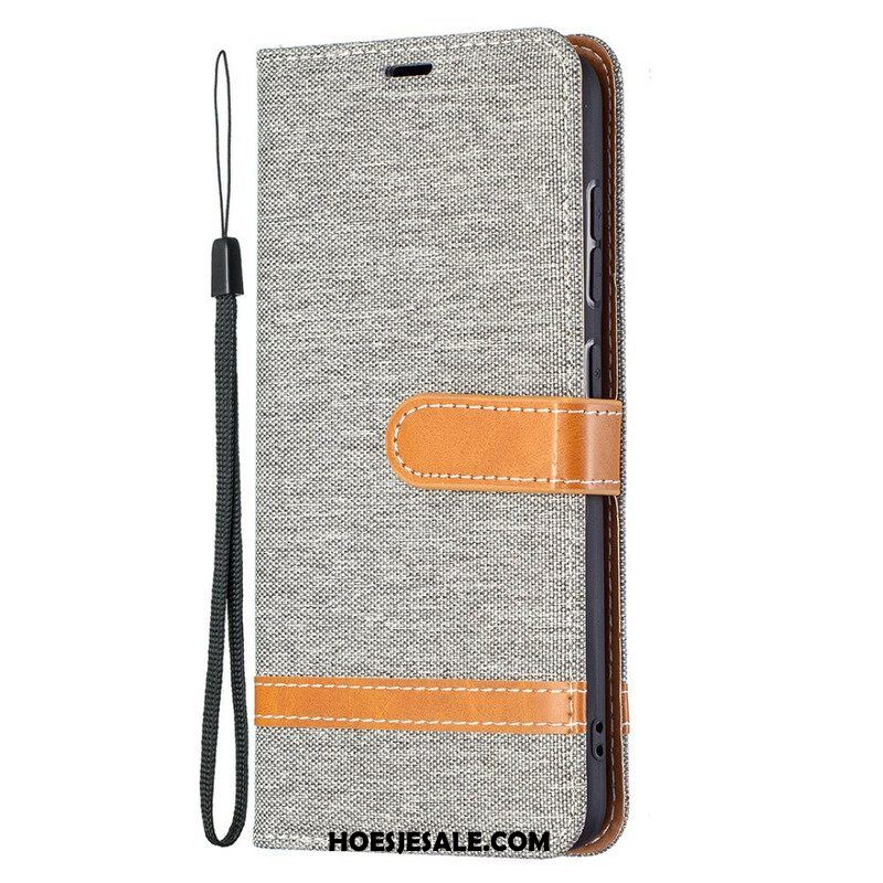 Leren Hoesje voor Samsung Galaxy S21 FE Met Ketting Band Van Stof En Leereffect