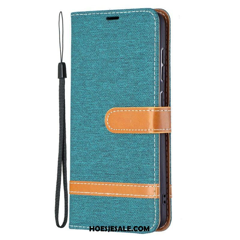 Leren Hoesje voor Samsung Galaxy S21 FE Met Ketting Band Van Stof En Leereffect