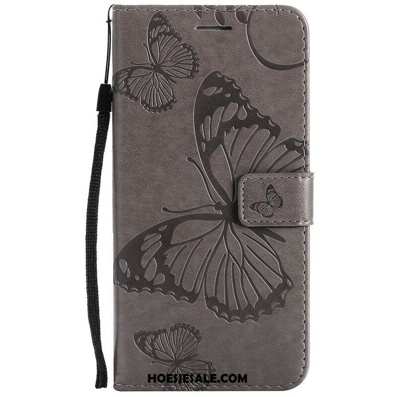 Leren Hoesje voor Samsung Galaxy S21 FE Met Ketting Gigantische Riemvlinders