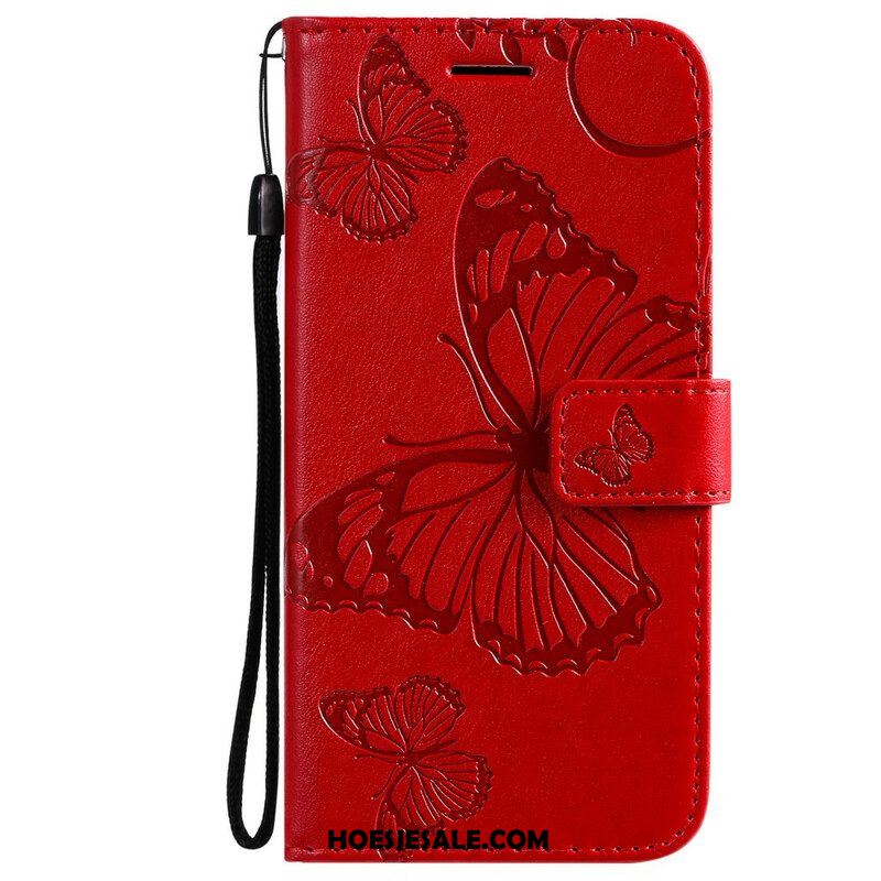 Leren Hoesje voor Samsung Galaxy S21 FE Met Ketting Gigantische Riemvlinders