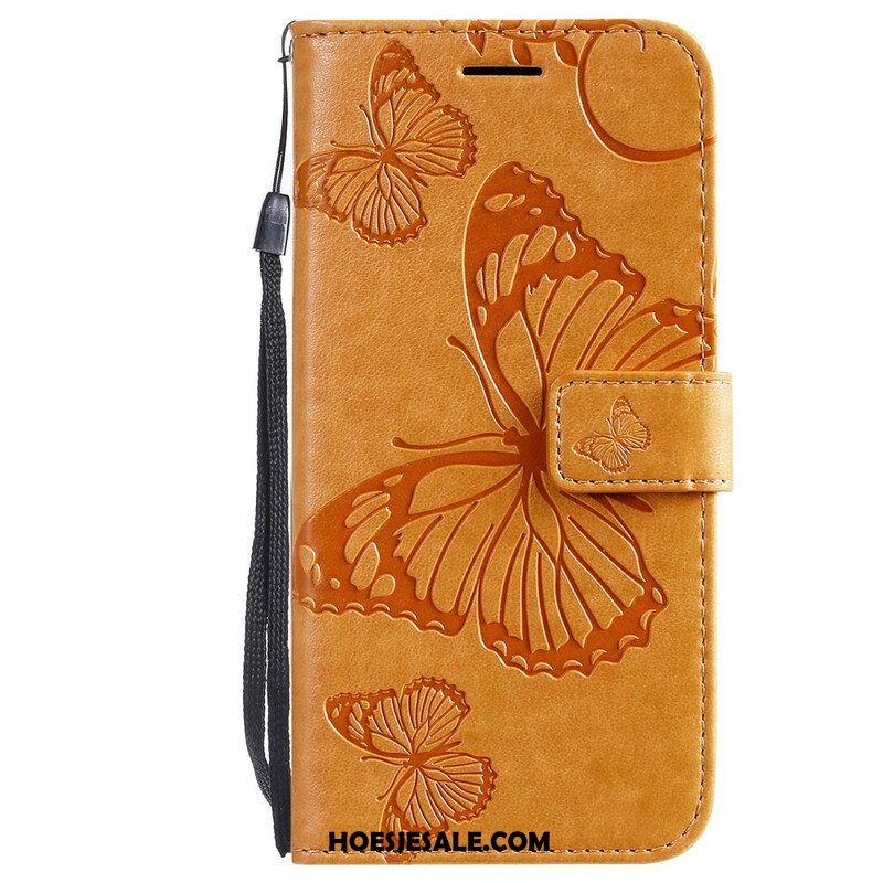 Leren Hoesje voor Samsung Galaxy S21 FE Met Ketting Gigantische Riemvlinders