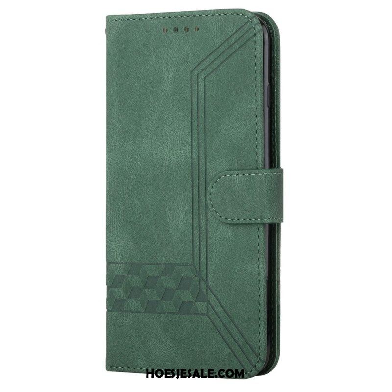 Leren Hoesje voor Samsung Galaxy S22 5G Diamantlijnen En Textuur