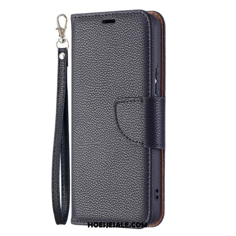 Leren Hoesje voor Samsung Galaxy S22 5G Folio-hoesje Lychee Rabat Schuin